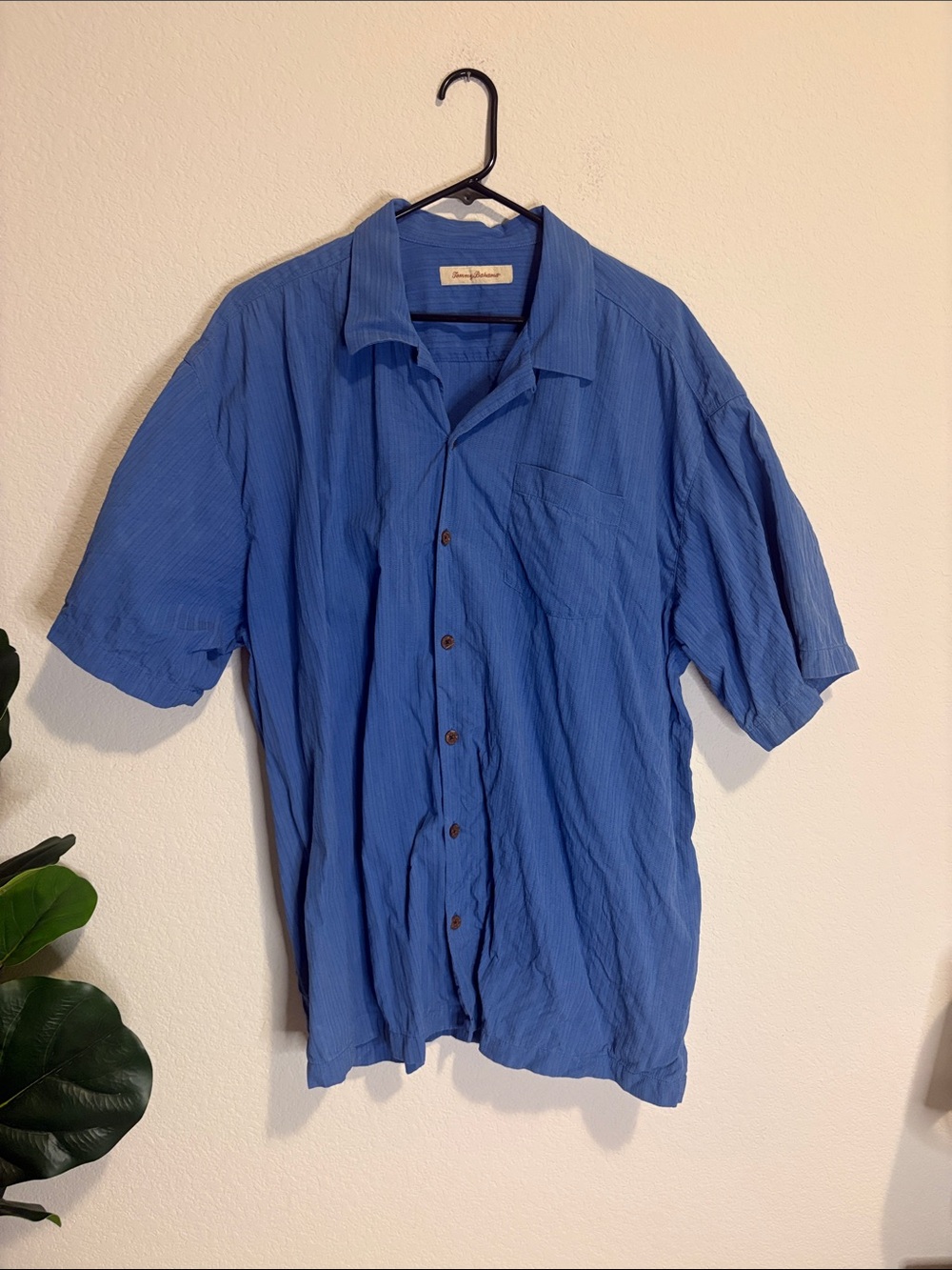 Tommy Bahama Blue Short-Sleeve Button-Down silk Shirt 3XL